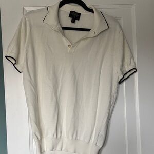 Allen Edmonds White Polo with Navy Contrast Trim